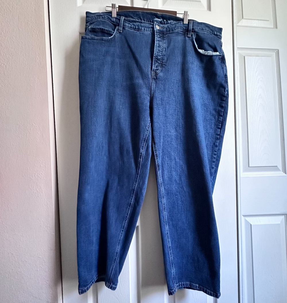 Old Navy Curvy Extra High Rise Button Fly Straight Leg Jeans Womens Plus Size 24